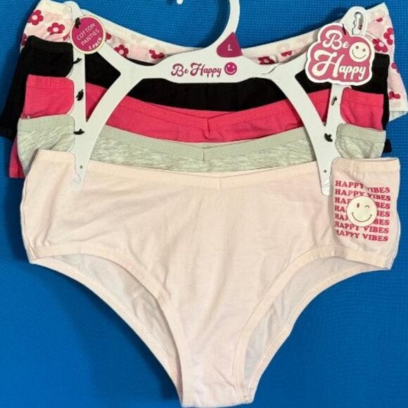 BRAND NEW ~ NWT $40.00 ~ BE HAPPY 5 PACK COTTON UNDIES / PANTIES SIZE L / LARGE - Picture 6 of 15